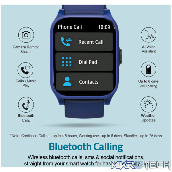 MT310 Smart Watch 2.01" HD IPX68 with BT Calls Sports HR BP BO - Black - Image 3